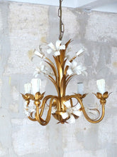 Load image into Gallery viewer, Gorgeous Gilded Enameled Chandelier Ceiling 70&#39;s Regency Mid Century HANS KOGL
