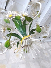 Load image into Gallery viewer, Charming Florentine Chandelier Painted Metal Tole Flowers 60&#39;s Italian Ceiling
