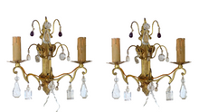 Load image into Gallery viewer, Antique Pair French Empire Wall Light Sconce 2 Lights Gilded Bronze brass 1900
