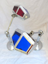 Load image into Gallery viewer, OMG Rare Pair Desk Lamp PIROUETT Art Deco Bauhaus 1930 - Red &amp; Blue Light
