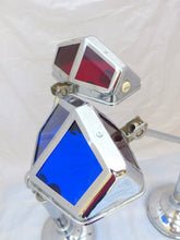 Load image into Gallery viewer, OMG Rare Pair Desk Lamp PIROUETT Art Deco Bauhaus 1930 - Red &amp; Blue Light
