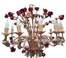 Load image into Gallery viewer, XXL Large Florentine Chandelier Metal Tole Flowers Ceiling Hollywood Regency 12x
