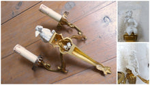 Load image into Gallery viewer, OMG Set French Antique Bronze  Chandelier Pair Sconces Porcelain Cherub Foliage
