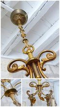 Load image into Gallery viewer, OMG Set French Antique Bronze  Chandelier Pair Sconces Porcelain Cherub Foliage
