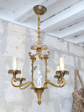 Load image into Gallery viewer, OMG Set French Antique Bronze  Chandelier Pair Sconces Porcelain Cherub Foliage
