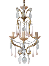 Load image into Gallery viewer, Antique Chandelier Peachy PINK Opaline Drops Cup Beads 1930 MURANO RARE 3 Fires
