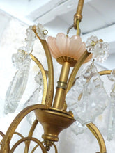 Load image into Gallery viewer, Antique Chandelier Peachy PINK Opaline Drops Cup Beads 1930 MURANO RARE 3 Fires
