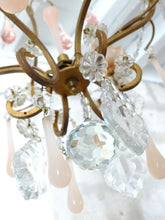 Load image into Gallery viewer, Antique Chandelier Peachy PINK Opaline Drops Cup Beads 1930 MURANO RARE 3 Fires
