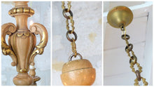 Load image into Gallery viewer, Gorgeous Vintage Italian 5 Arms Gilded Carved Wood Chandelier Candlestick 1950
