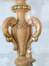 Load image into Gallery viewer, Gorgeous Vintage Italian 5 Arms Gilded Carved Wood Chandelier Candlestick 1950
