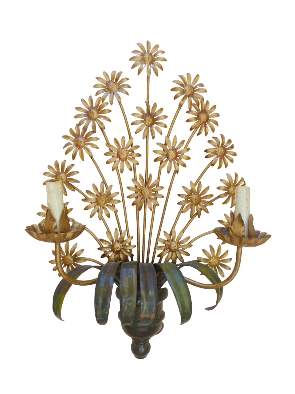 XXL Mid Century Italian Ceiling Wall Light Gilded Tole Chandelier Hans Kogl St.