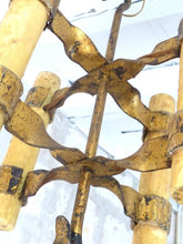 Load image into Gallery viewer, Gorgeous French Medieval Gothic Style Chandelier Ceiling 1900 Gilded Iron Wax
