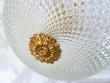 Load image into Gallery viewer, Vintage French 3 Light Gilt Brass Bronze Chandelier Ceiling Diamond Tip Crystal
