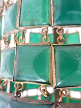 Load image into Gallery viewer, Gorgeous Green Emerald Glass Murano Gilt brass Chandelier Ceiling RARE 1930
