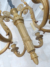 Load image into Gallery viewer, 19tTH Antique French 6 Arms Ormolu Bronze Chandelier Crystal Ceiling CharlesX
