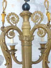 Load image into Gallery viewer, 19tTH Antique French 6 Arms Ormolu Bronze Chandelier Crystal Ceiling CharlesX
