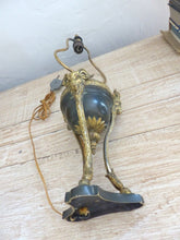 Load image into Gallery viewer, Tripod Antique Table Desk Lamp Gilded Bronze Ram Goat mask Tole 19TH Louis XVI
