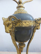 Load image into Gallery viewer, Tripod Antique Table Desk Lamp Gilded Bronze Ram Goat mask Tole 19TH Louis XVI
