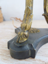 Load image into Gallery viewer, Tripod Antique Table Desk Lamp Gilded Bronze Ram Goat mask Tole 19TH Louis XVI
