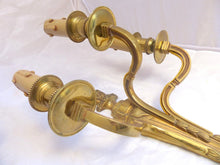 Load image into Gallery viewer, Gorgeous PAIR Antique Gilded Bronze Triple Wall light Sconce 1920 Louis XVI
