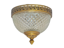 Load image into Gallery viewer, Gorgeous Vintage French Empire Ceiling D: 7.5&quot; Gilded Bronze &amp; Glass 1950s
