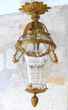 Load image into Gallery viewer, Gorgeous French Hall Lantern 19TH Chandelier Gilded Bronze Cut Crystal Ceiling
