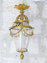 Load image into Gallery viewer, Gorgeous French Hall Lantern 19TH Chandelier Gilded Bronze Cut Crystal Ceiling
