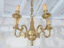 Load image into Gallery viewer, Gorgeous Vintage French 5 Arms Gilded Brass Chandelier Ceiling Bronze Louis XVI
