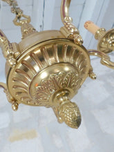 Load image into Gallery viewer, Gorgeous Vintage French 5 Arms Gilded Brass Chandelier Ceiling Bronze Louis XVI
