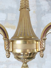 Load image into Gallery viewer, Gorgeous Vintage French 5 Arms Gilded Brass Chandelier Ceiling Bronze Louis XVI
