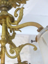 Load image into Gallery viewer, Gorgeous Ceiling French Gilded Bronze Louis XVI Chandelier 4 fires Shades 19TH
