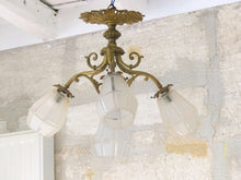 Load image into Gallery viewer, Gorgeous Ceiling French Gilded Bronze Louis XVI Chandelier 4 fires Shades 19TH
