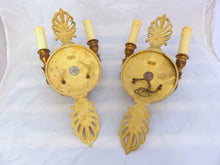 Load image into Gallery viewer, ANTIQUE PAIR French Empire Wall Light Sconce RARE 2 Light Swans Bronze 1930
