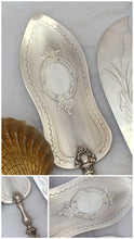 Load image into Gallery viewer, 19TH Antique French Horn Handled 45pc Table Fruits Knife Serving Set Silver Box
