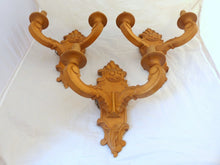 Load image into Gallery viewer, Vintage Set 3x French Carved Wood Shell Rococo Wall Light Sconce Louis XV Rare
