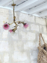 Load image into Gallery viewer, 19TH Excpt French Gilded Bronze Louis XVI  Chandelier 4 fires Rare Pink Shades
