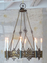 Load image into Gallery viewer, Antique French Sanctuary Church Crown Chandelier Ceiling Religious 19TH Gothic
