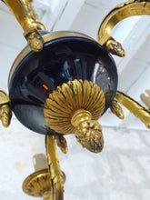 Load image into Gallery viewer, 1930 Gorgeous Antique French Bronze RARE Cobalt Porcelain Chandelier Louis XVI
