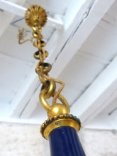 Load image into Gallery viewer, 1930 Gorgeous Antique French Bronze RARE Cobalt Porcelain Chandelier Louis XVI
