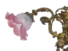 Load image into Gallery viewer, 19TH Charming French Gilded Bronze Louis XV Rococo Chandelier 3 fires Shades
