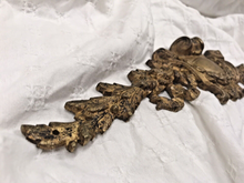 Load image into Gallery viewer, 19TH Antique French Gilded Bronze Ribbon Pediment 16&quot; Hardware Salvage 202
