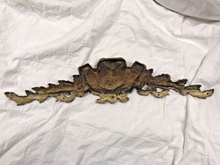 Load image into Gallery viewer, 19TH Antique French Gilded Bronze Ribbon Pediment 16&quot; Hardware Salvage 202
