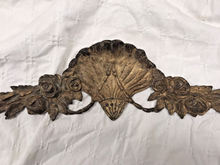 Load image into Gallery viewer, 1920 Antique French Gilded Bronze Shell Roses Pediment 17&quot; Hardware Salvage 203
