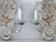 Load image into Gallery viewer, Gorgeous Antique Pair Sconce Wall Light Mirror 1880 Crystal cups Venetian Murano
