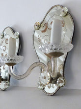 Load image into Gallery viewer, Gorgeous Antique Pair Sconce Wall Light Mirror 1880 Crystal cups Venetian Murano
