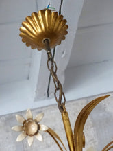 Load image into Gallery viewer, Nice Gilded Enameled Flower Chandelier Ceiling 70&#39; Regency Mid Century HANS KOGL
