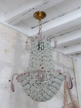 Load image into Gallery viewer, Antique Chandelier Rock Crystal Beads Purple Drops 1930 MURANO Rare
