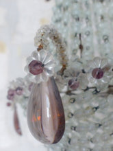 Load image into Gallery viewer, Antique Chandelier Rock Crystal Beads Purple Drops 1930 MURANO Rare
