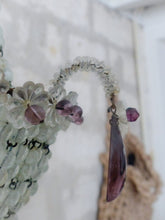 Load image into Gallery viewer, Antique Chandelier Rock Crystal Beads Purple Drops 1930 MURANO Rare
