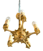 Load image into Gallery viewer, Delicate Little Antique French Ormolu Bronze Chandelier Ceiling Empire 19TH
